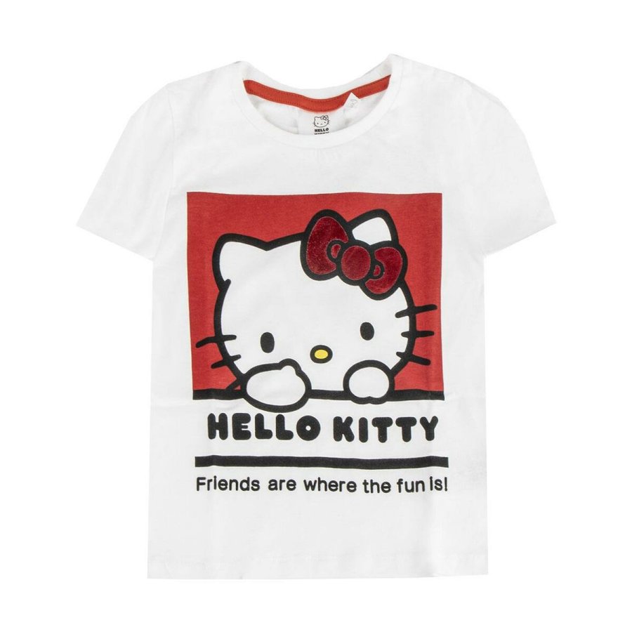 Brne Kortrmet T-shirt Hello Kitty Hvid #1