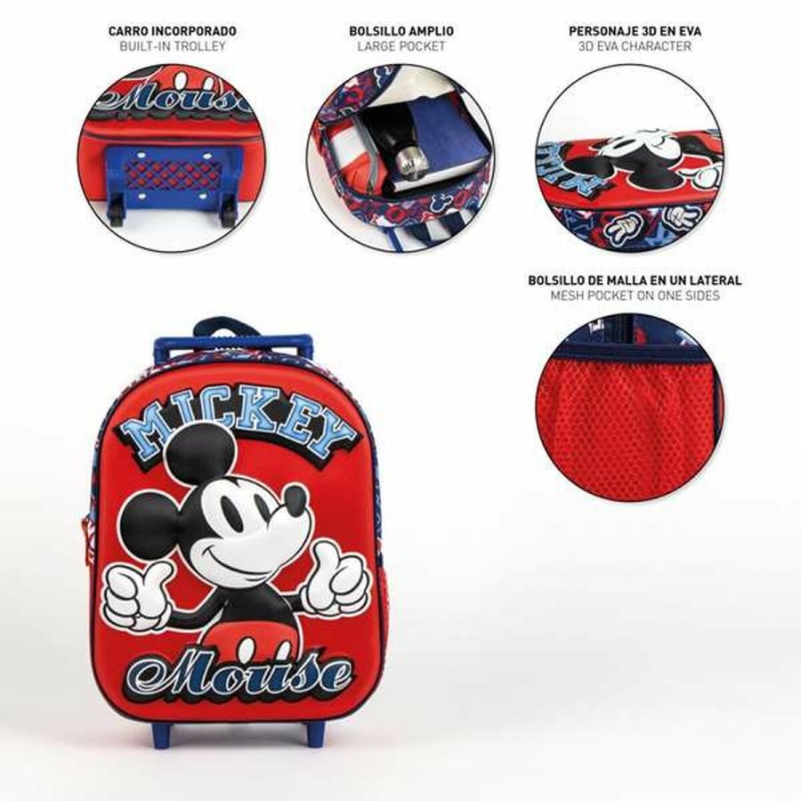 Skolerygsk med Hjul Mickey Mouse Rd 25,0 x 31,0 x 10,0 cm 3D #6