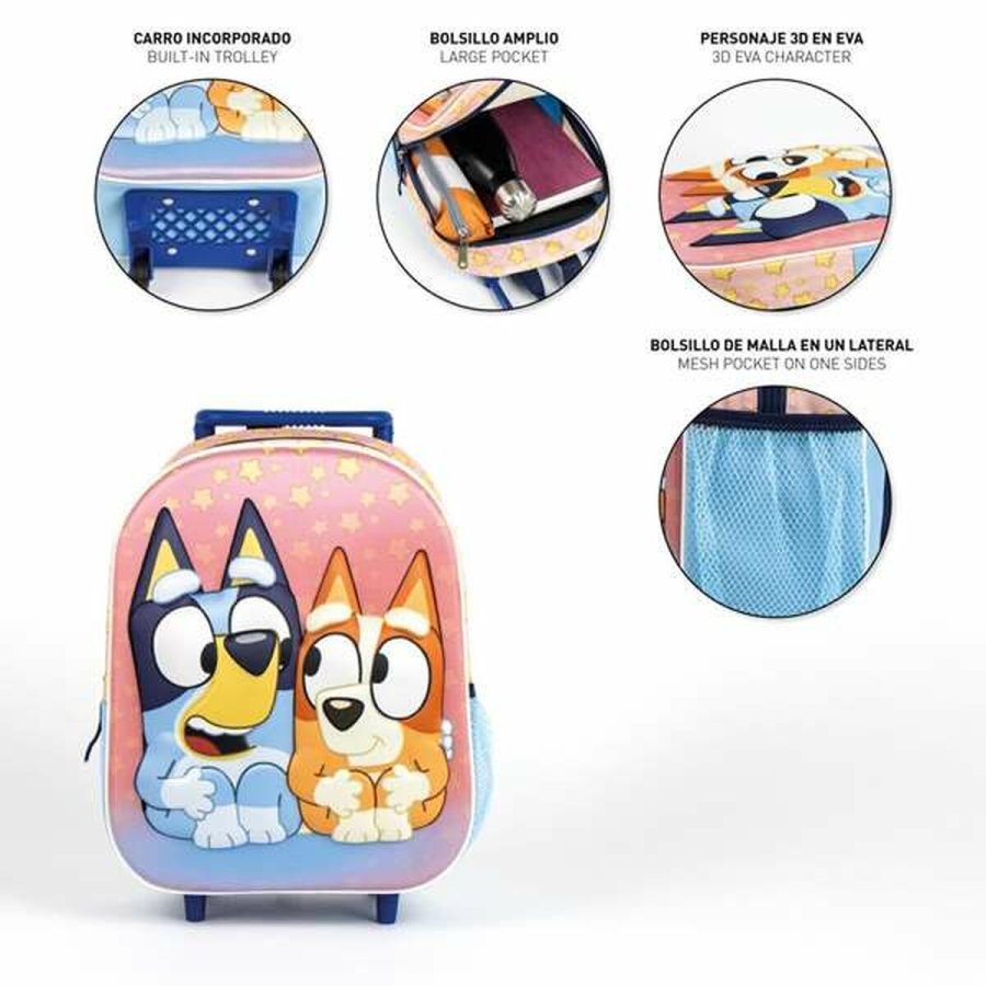 3D Skoletaske med Hjul Bluey Pink 25,0 x 31,0 x 10,0 cm #4