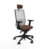 Kontorstol med hovedgrde Piqueras y Crespo 2D066N2 Hvid Mrkebrun #1