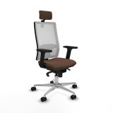 Kontorstol med hovedgrde Piqueras y Crespo 2D086N2 Hvid Mrkebrun #1