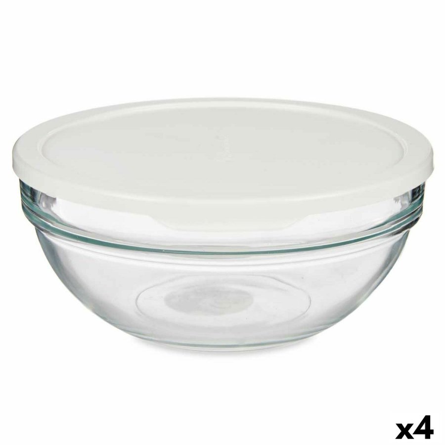 Rund madkasse med lg Pasabahce Chefs Hvid 1,135 L 17,2 x 7,6 x 17,2 cm (4 enheder) #1