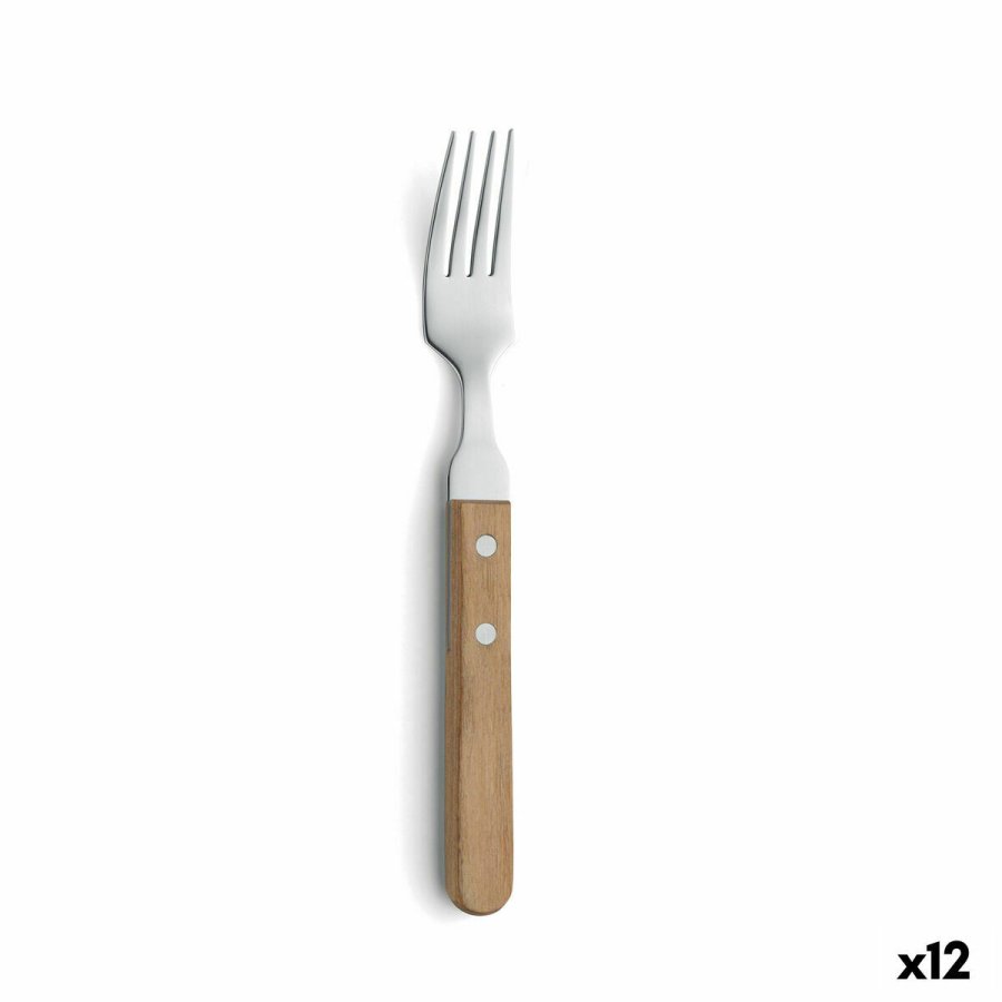 Kdgaffel Amefa Pizza Bois Brun Metal (12 enheder) (Pack 12x) #4