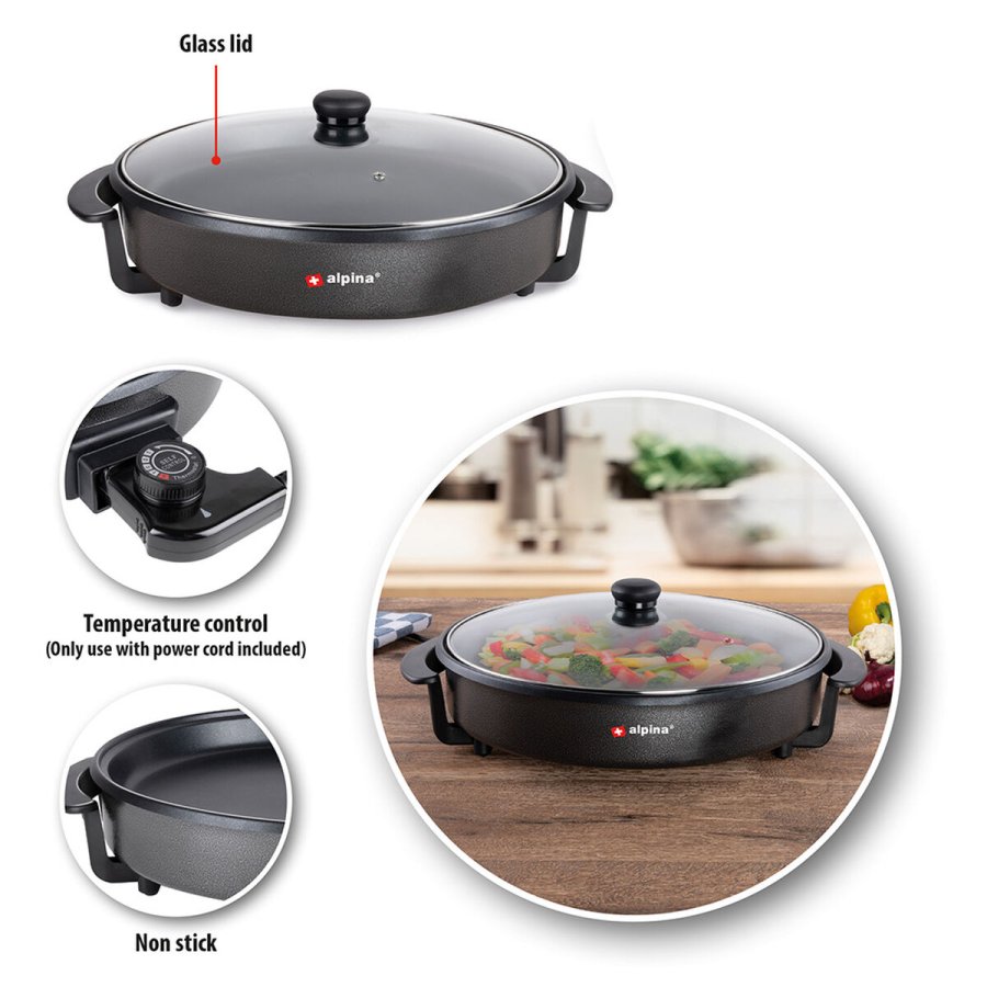 Multifunktionelle Elektriske Kasserolle Alpina � 40 cm Glas #2