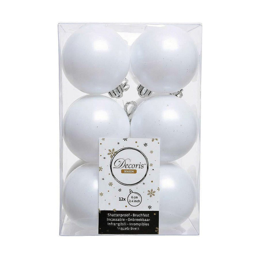 Julekugler Decoris Hvid Plastik 12 enheder #1
