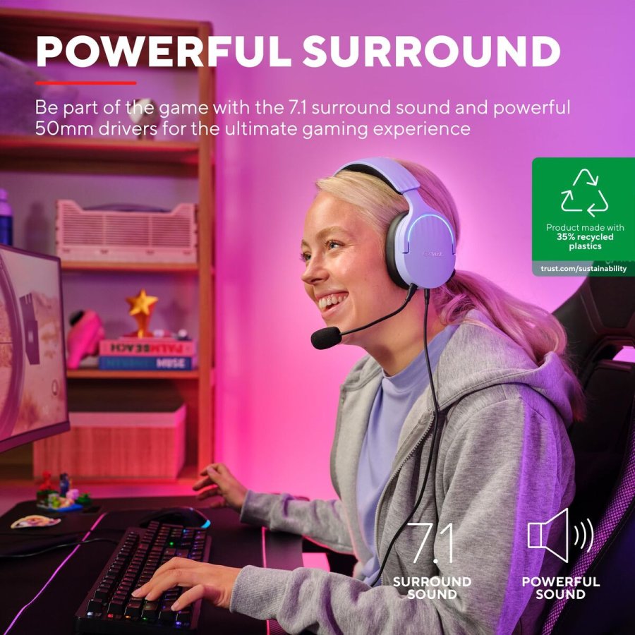 Gaming headset med mikrofon Trust GXT 490 Sort Lilla #6