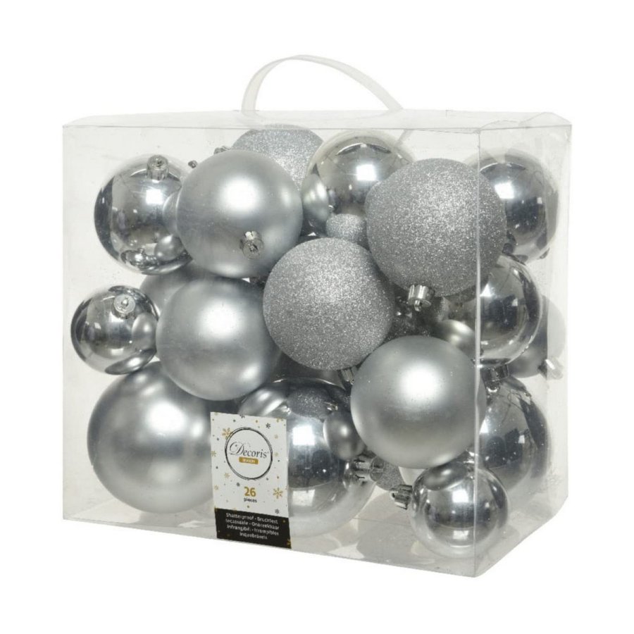 Julekugler Decoris Slvfarvet Skinnende (26 Dele) #1