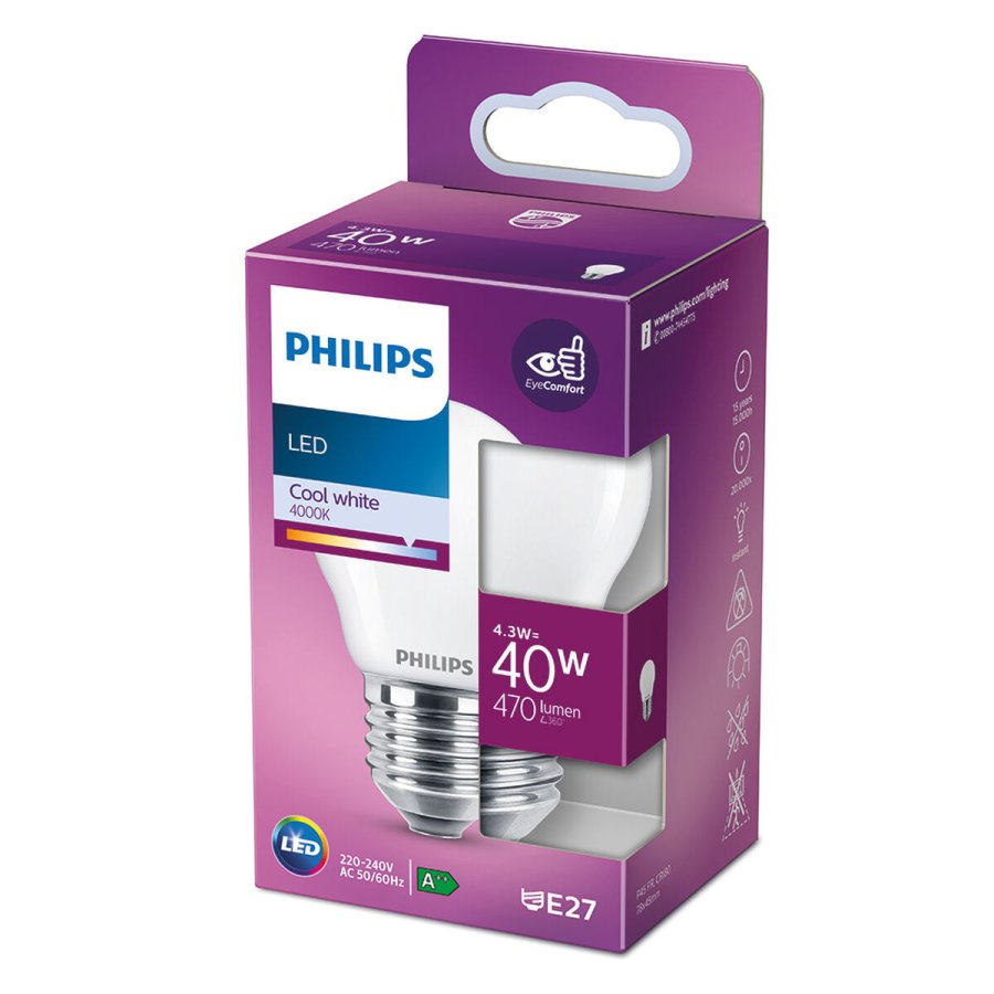 LED-lampe Philips Hvid F 40 W 4,3 W E27 470 lm 4,5 x 7,8 cm (4000 K) #4