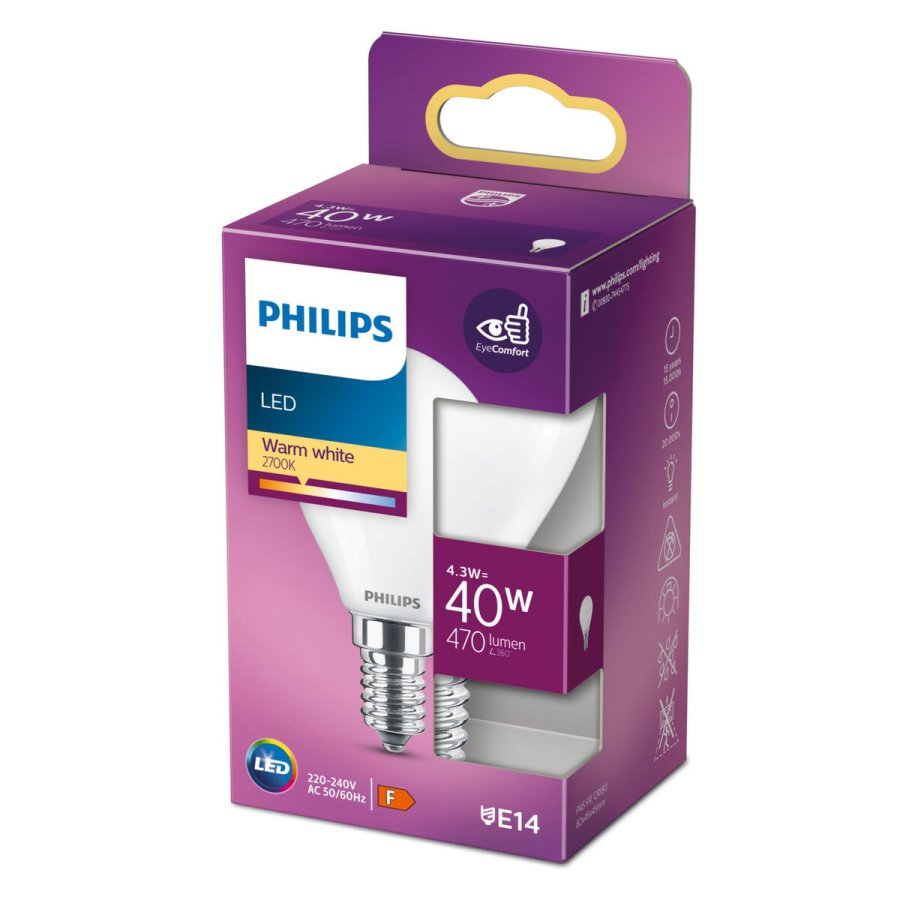 LED-lampe Philips F 40 W 4,3 W E14 470 lm 4,5 x 8,2 cm (2700 K) #4