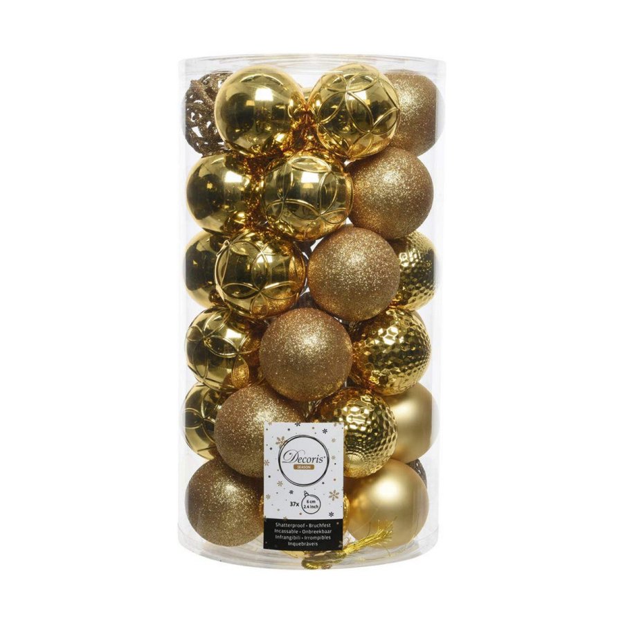 Julekugler Decoris Guld Gylden 37 Dele #1