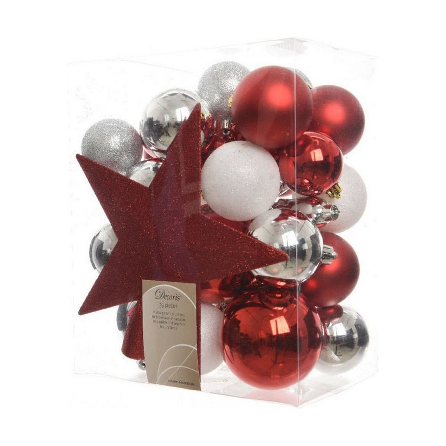 Julekugler Decoris Rojo/Blanco 33 Dele #1