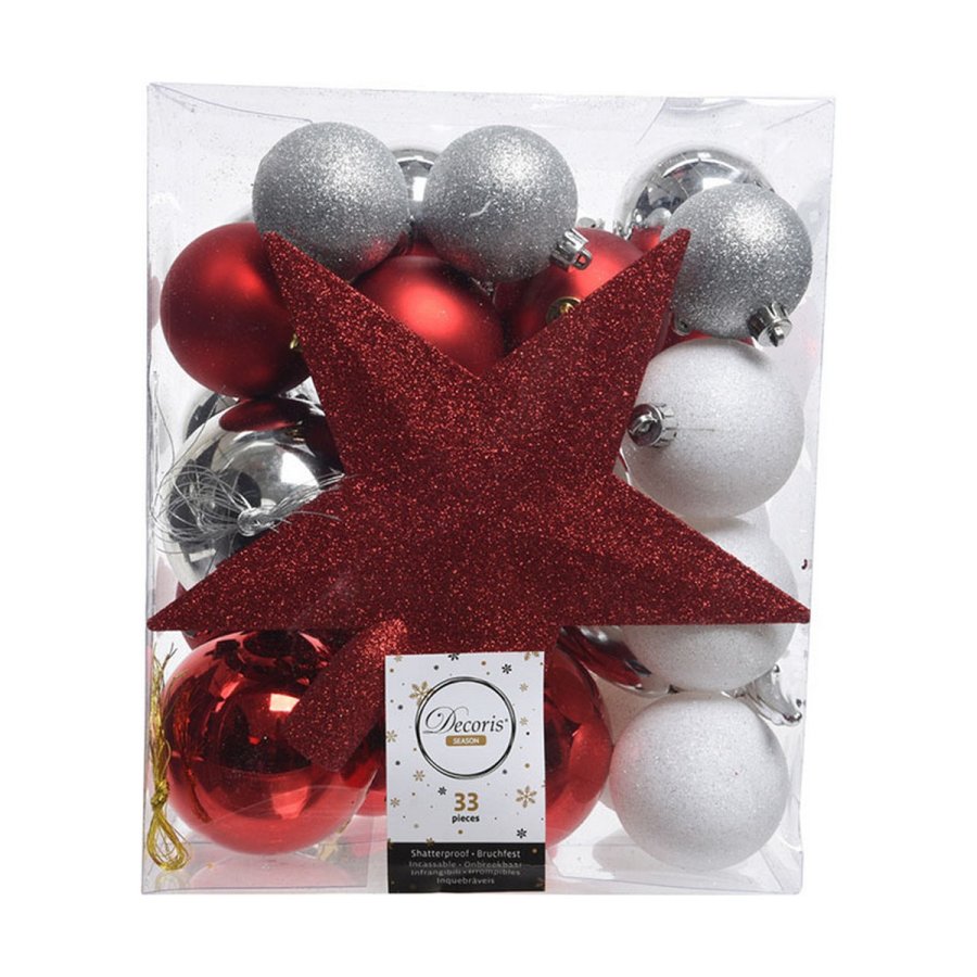 Julekugler Decoris Rojo/Blanco 33 Dele #5