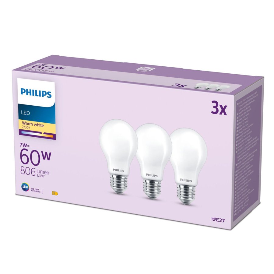 LED-lampe Philips A60 E27 Varm hvid E 7 W 60 W E27 806 lm 3 enheder (2700 K) #4