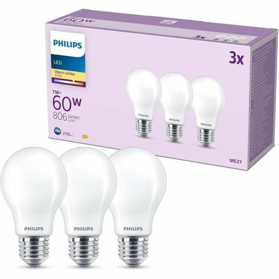 LED-lampe Philips A60 E27 Varm hvid E 7 W 60 W E27 806 lm 3 enheder (2700 K) #5