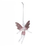 Hngende dekoration Christmas Decoration Juletr Pink Engel Plastik 8 x 3 x 13 cm #1