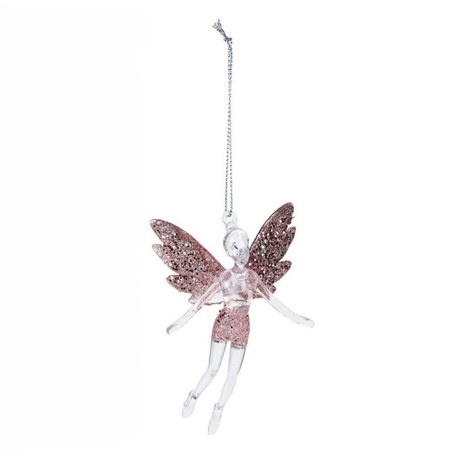 Hngende dekoration Christmas Decoration Juletr Pink Engel Plastik 8 x 3 x 13 cm #1