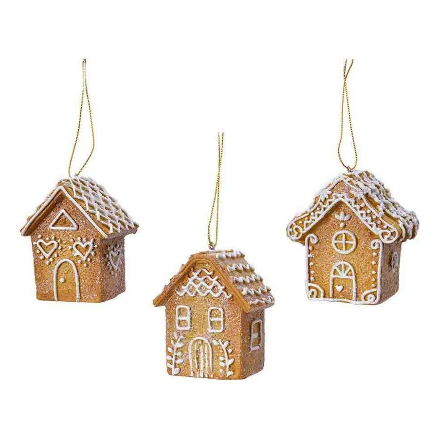 Julepynt Juletr Polyesterharpisk  7 cm Ingefr Lille hus #1
