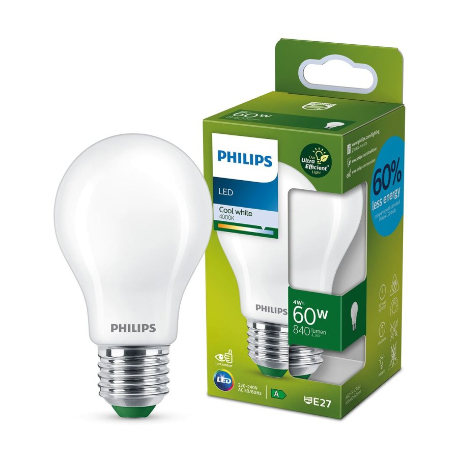 LED-lampe Philips Ultra Efficient Led Classic 4 W 60 W E27 840 lm Hvid (4000 K) #1