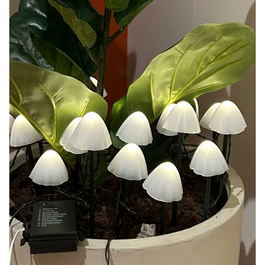 Dekorativt lys til planter Lumineo 491762 Hvid Mini Champignon (20 enheder) #3