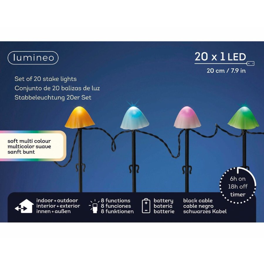 Dekorativt lys til planter Lumineo 491763 Multifarvet Mini Champignon (20 enheder) #3