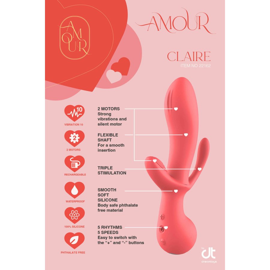 Klassisk Vibrator Dream Toys Amour Triple Pleasure Pink #7