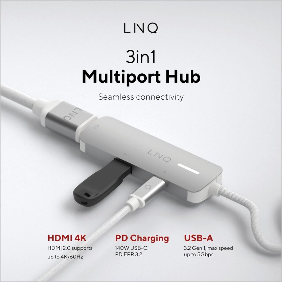 USB Hub Linq Byelements LQ49031 Hvid Gr #5