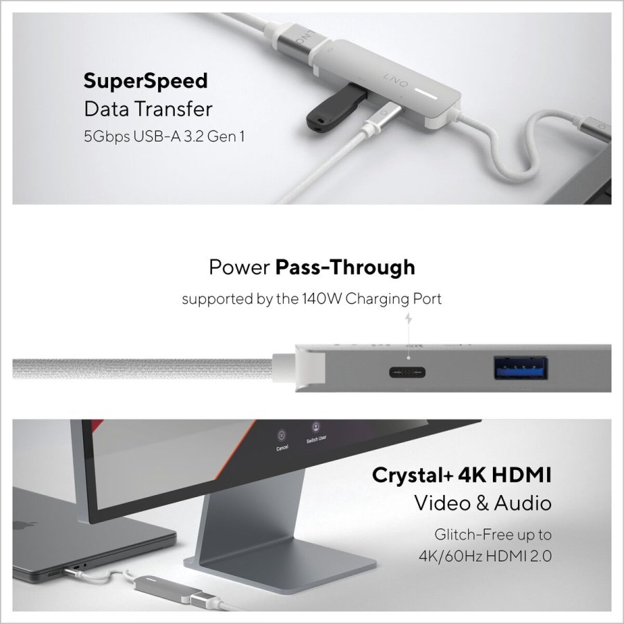 USB Hub Linq Byelements LQ49031 Hvid Gr #7