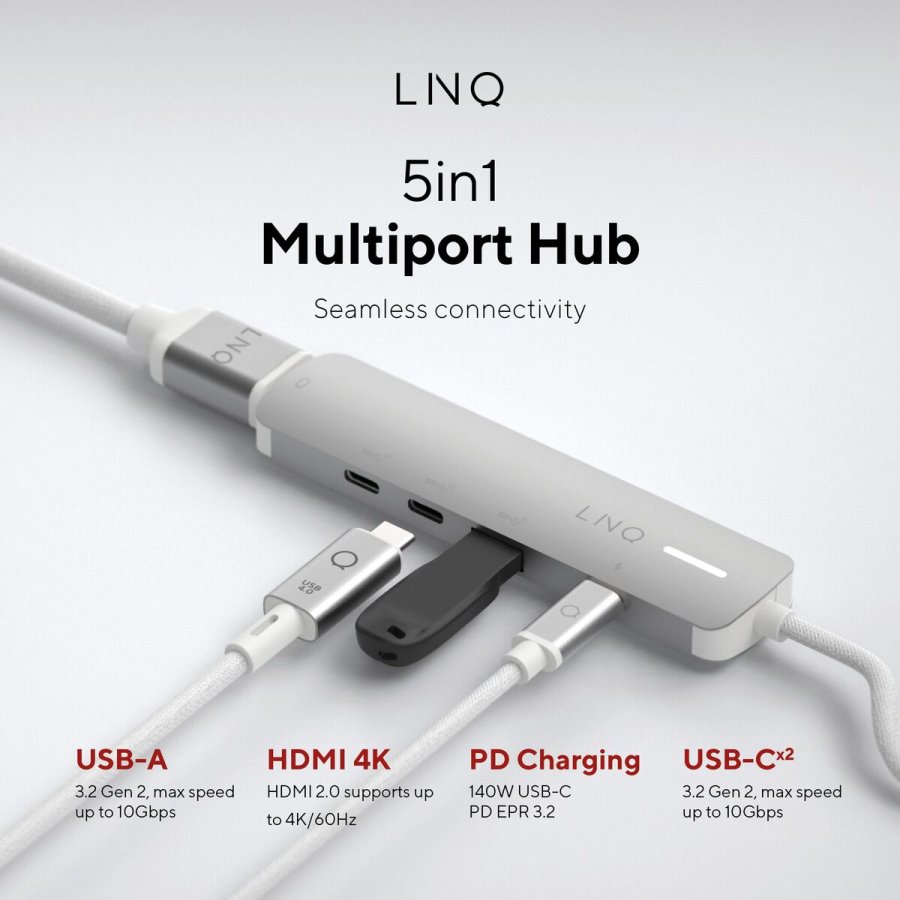 USB Hub Linq Byelements LQ49051 Hvid Gr #5