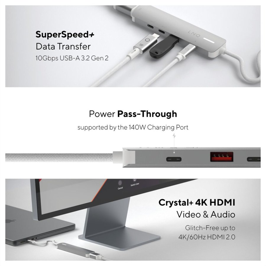 USB Hub Linq Byelements LQ49051 Hvid Gr #7