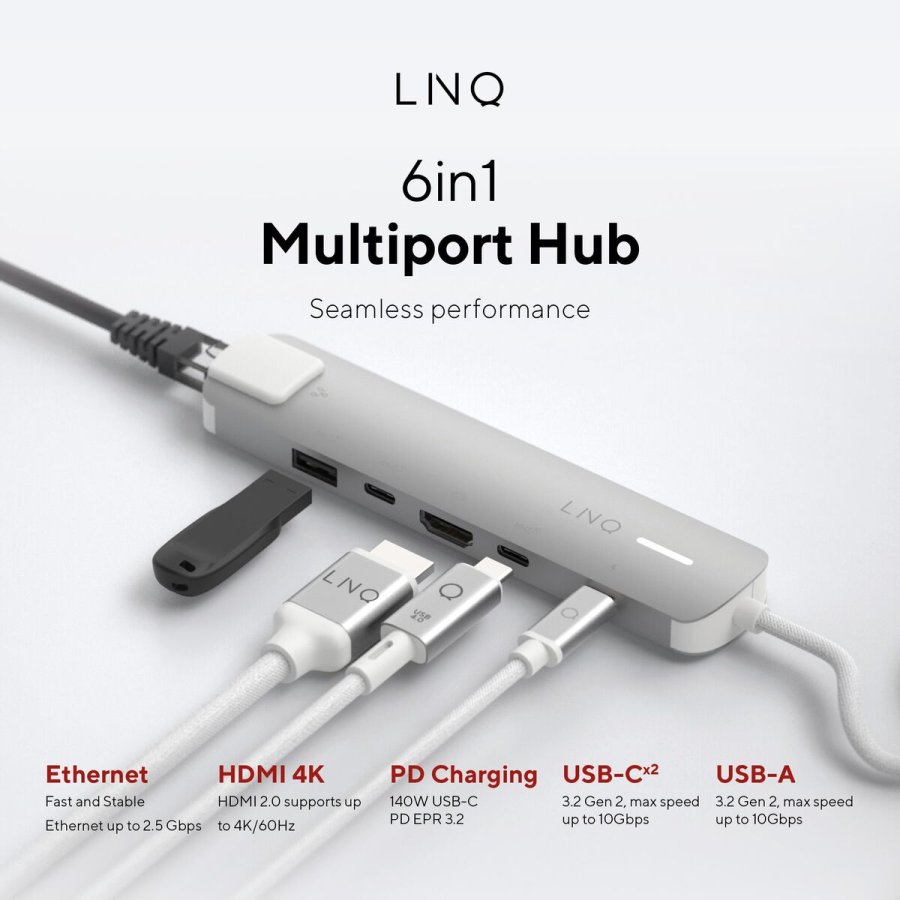 USB Hub Linq Byelements LQ49061 Hvid Gr #5