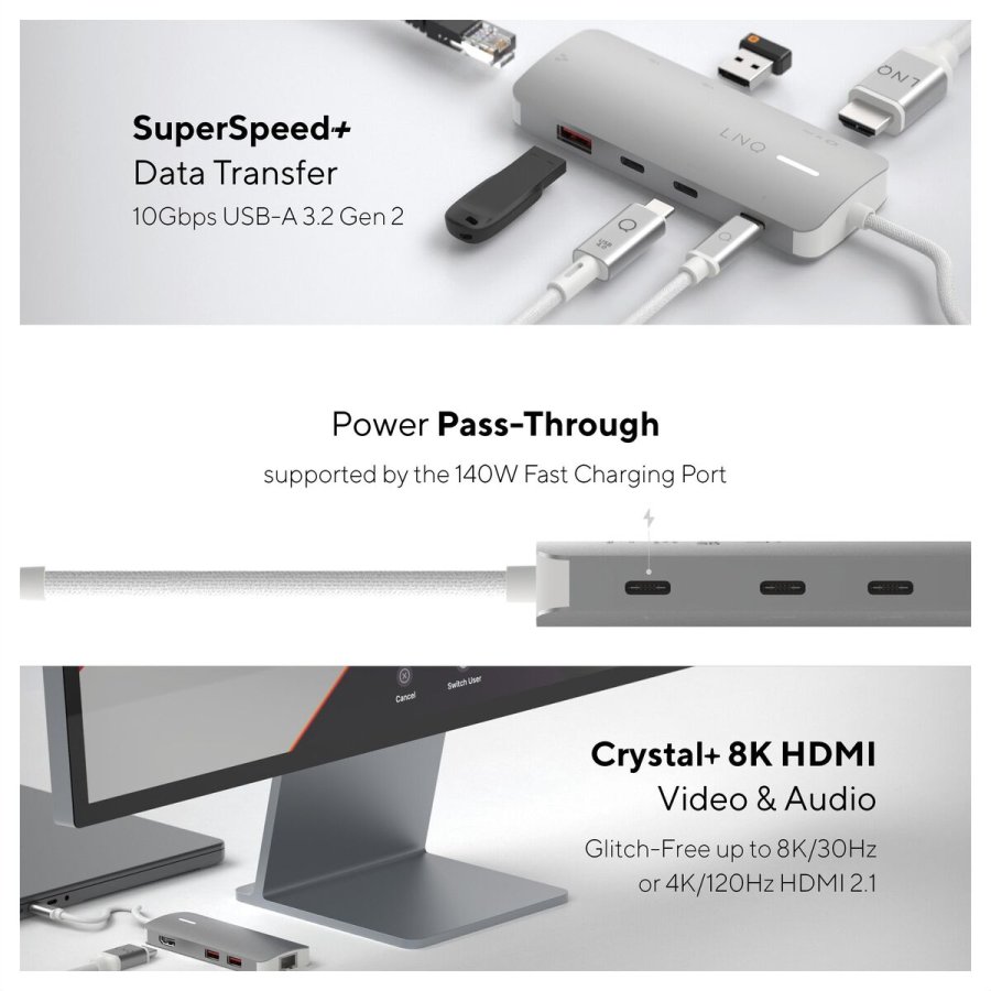 USB Hub Linq Byelements LQ49081PS Hvid Gr #7