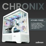 ATX Semi-t�rn kasse Zalman CHRONIX WHITE Hvid #4