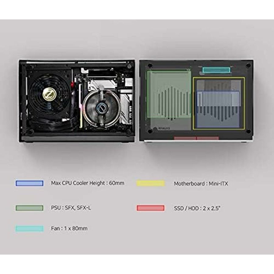 ATX Semi-t�rn kasse Zalman M2 MINI-SILVER Sort S�lvfarvet #6