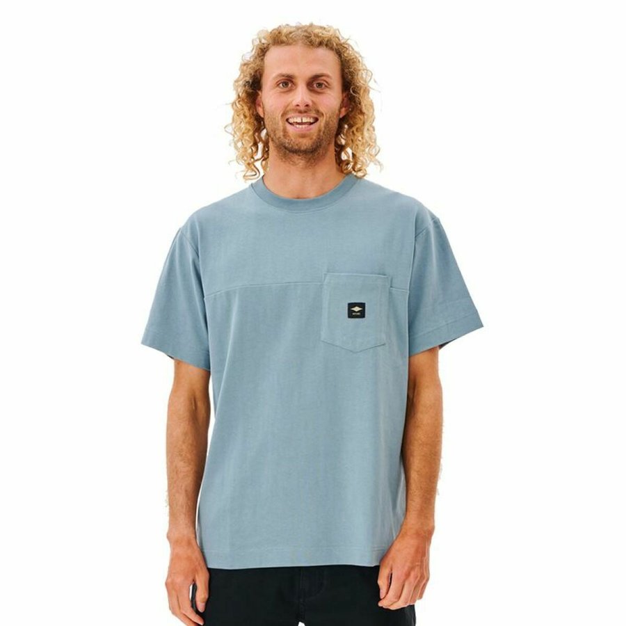 Kort�rmet T-shirt til M�nd Rip Curl Pocket Quality Surf  Bl� #1