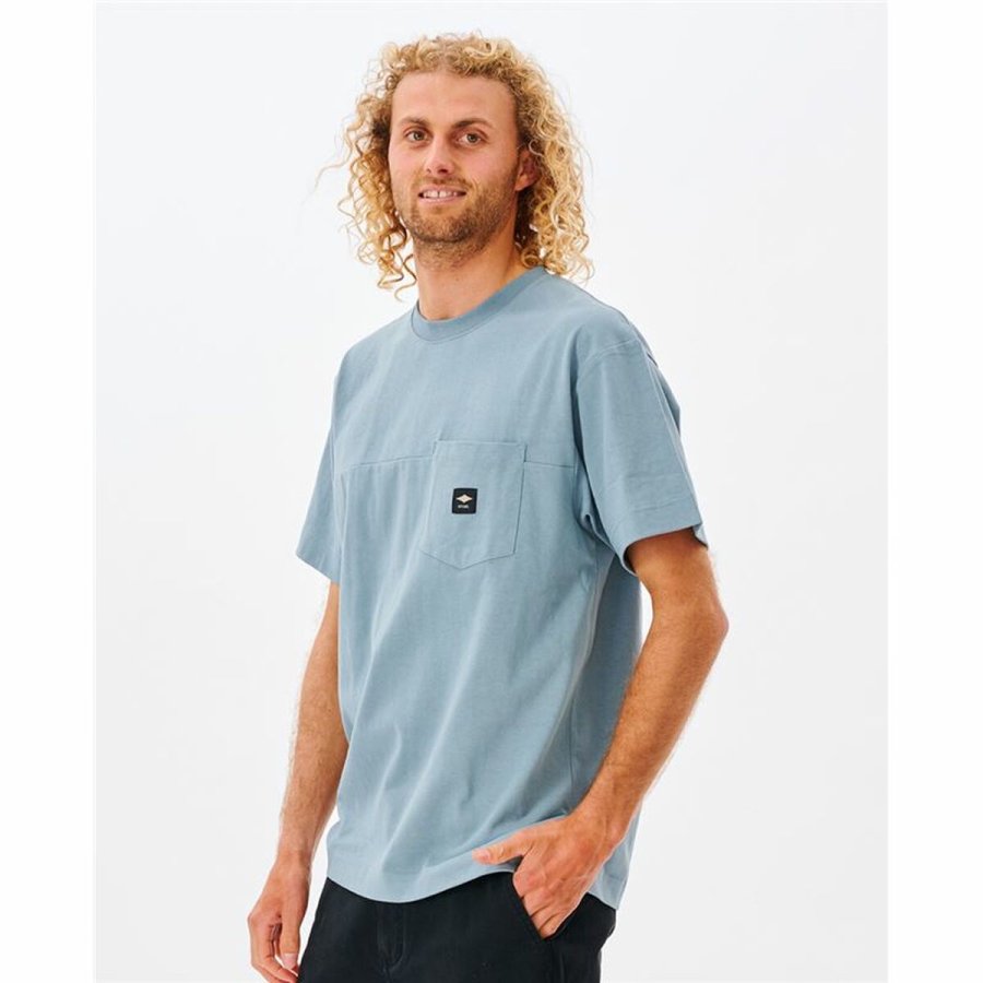 Kort�rmet T-shirt til M�nd Rip Curl Pocket Quality Surf  Bl� #2