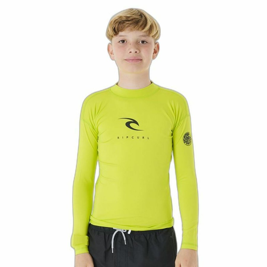 B�rne Kort�rmet T-shirt Rip Curl Corps L/S Rash Vest  Gul Surf Lycra #1