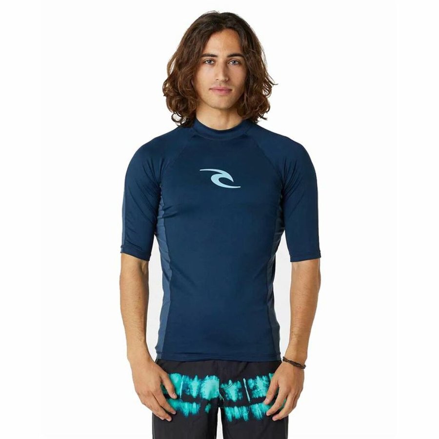 Kort�rmet T-shirt til M�nd Rip Curl Waves Marinebl� #1