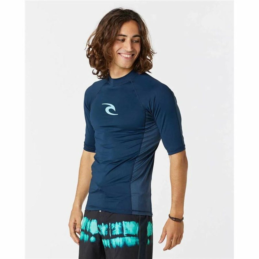 Kort�rmet T-shirt til M�nd Rip Curl Waves Marinebl� #3