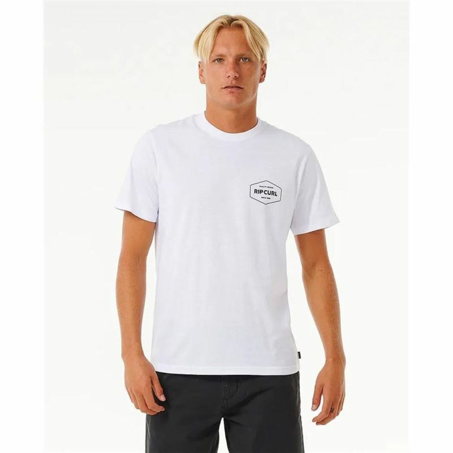 Kortrmet T-shirt til Mnd Rip Curl Stapler  Hvid #3