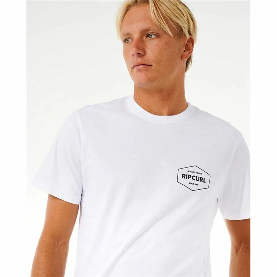 Kortrmet T-shirt til Mnd Rip Curl Stapler  Hvid #4