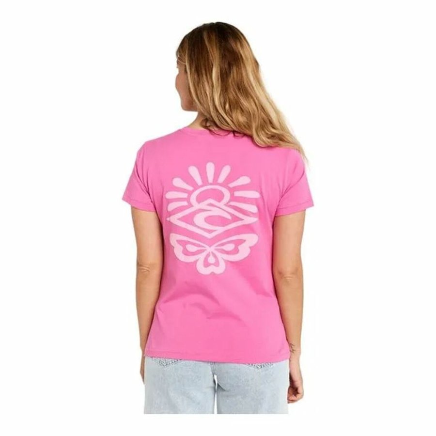 Kortrmet T-shirt til Kvinder Rip Curl Re-Entry Crew Tee Pink Fuchsia #2