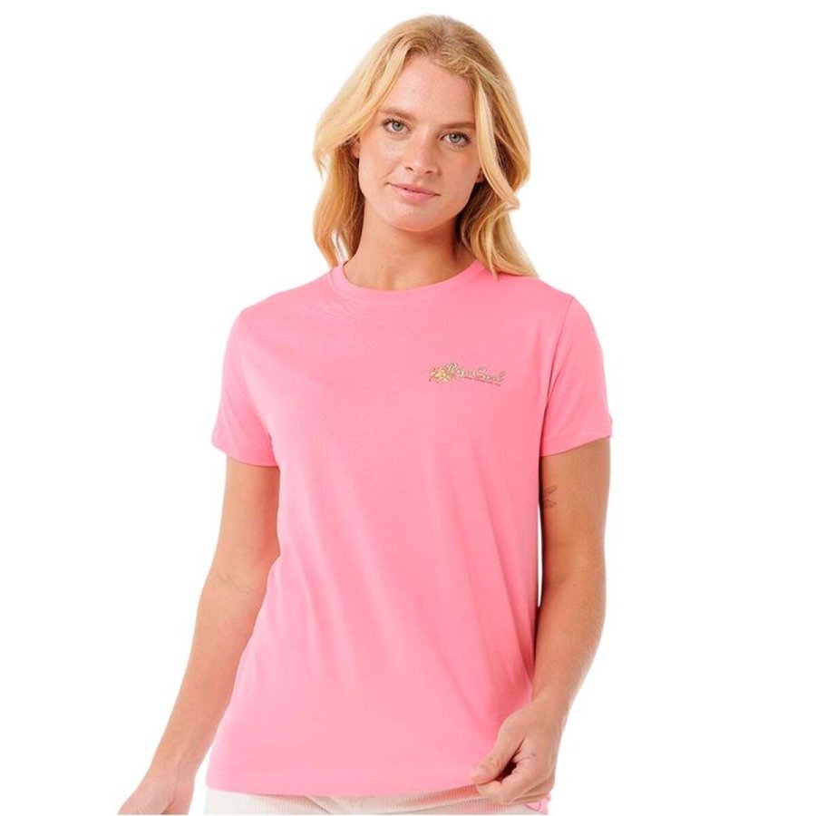 Kort�rmet T-shirt til Kvinder Rip Curl Waikiki Standard Tee Pink #1