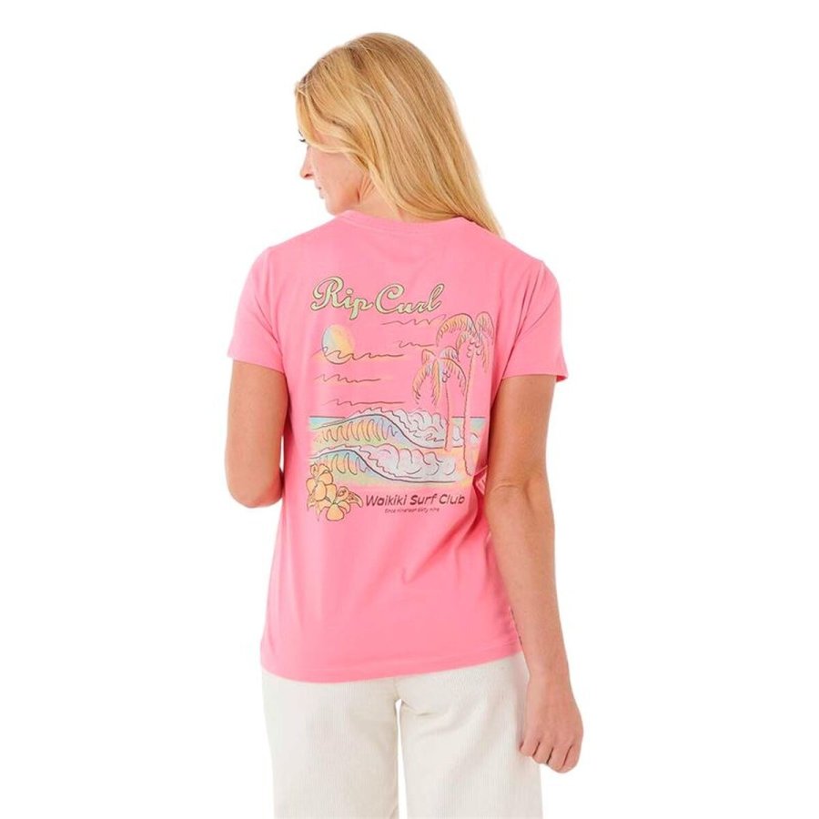 Kort�rmet T-shirt til Kvinder Rip Curl Waikiki Standard Tee Pink #2