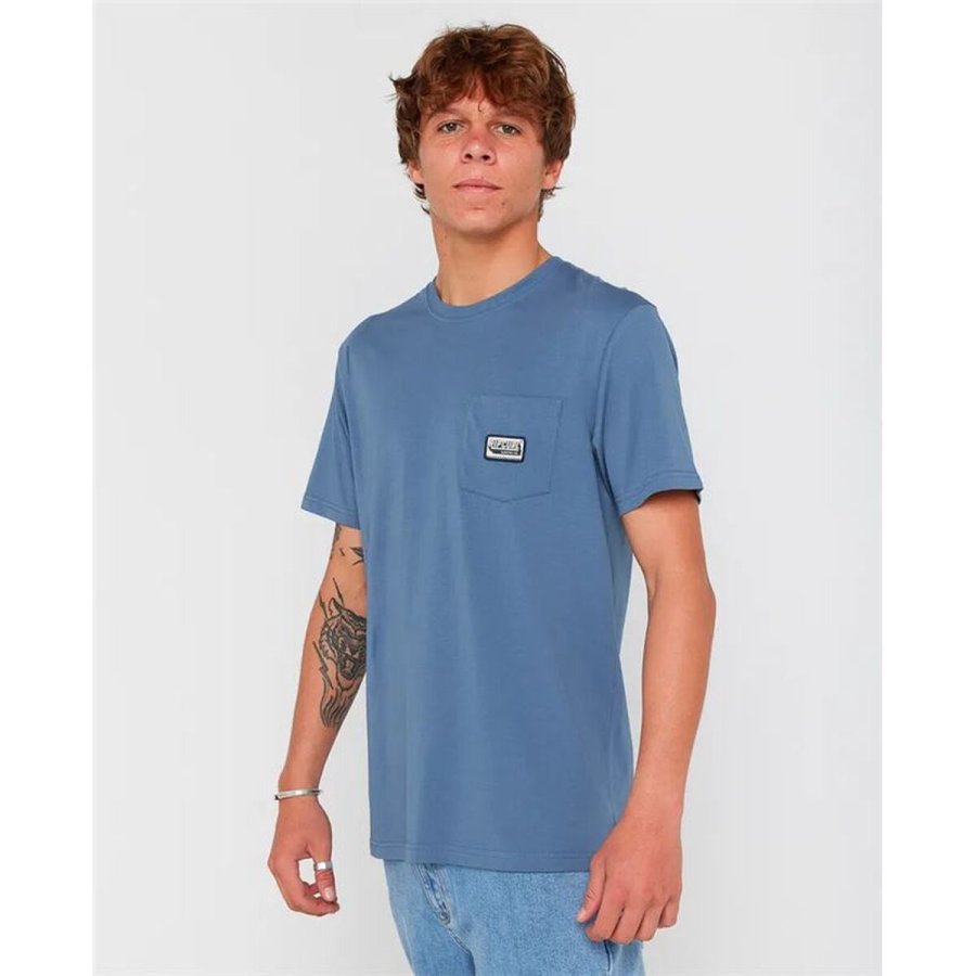 Kort�rmet T-shirt til M�nd Rip Curl Sportline Badge Ss Tee Indigo #2