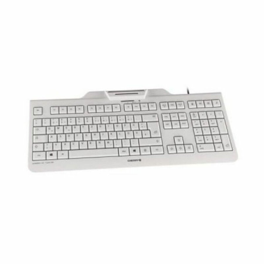 Tastatur med reader Cherry JK-A0100ES-0 Hvid Gr Spansk qwerty QWERTY #2