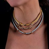 Halskde til kvinder Shabama Namibia Kobber guld-belagt Lder 38 cm St 3 Dele #2