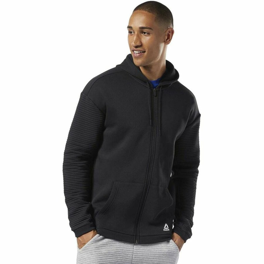 H�ttetr�je med Lynl�s til M�nd Reebok WOR FLEECE FZ HOOD EC0900 Sort #1