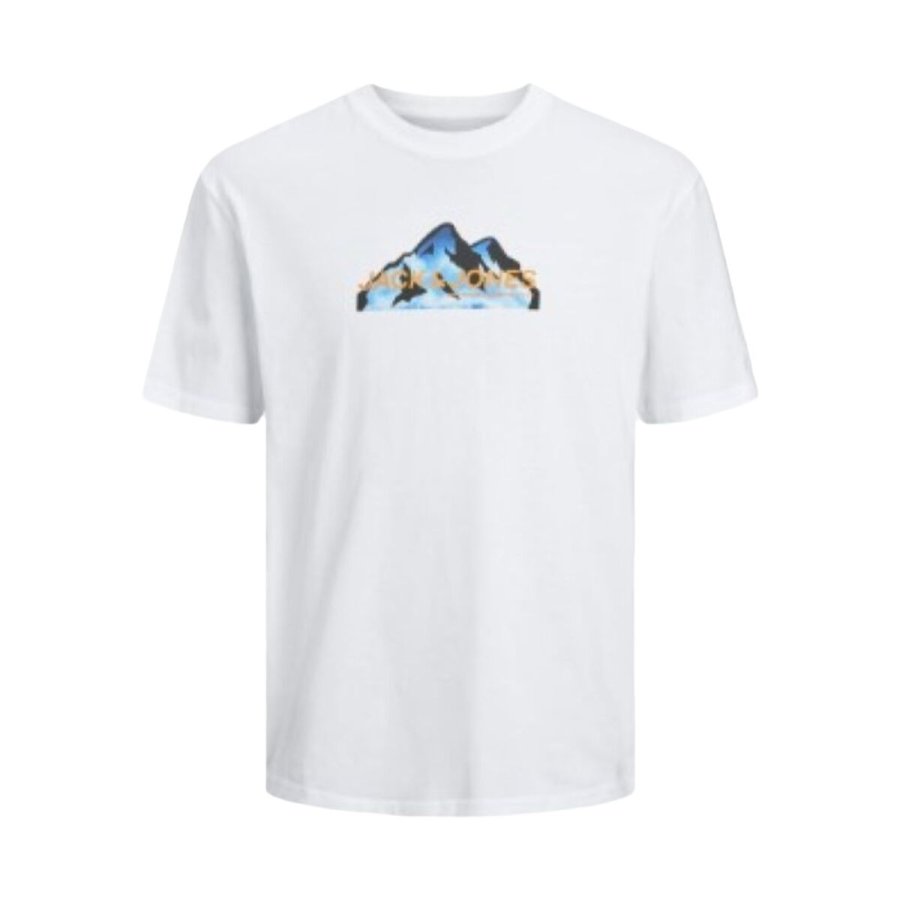 Kort�rmet T-shirt til M�nd Jack & Jones JCOMOUNTAIN LOGO TEE SS CREW NECK 12262220 Hvid #1