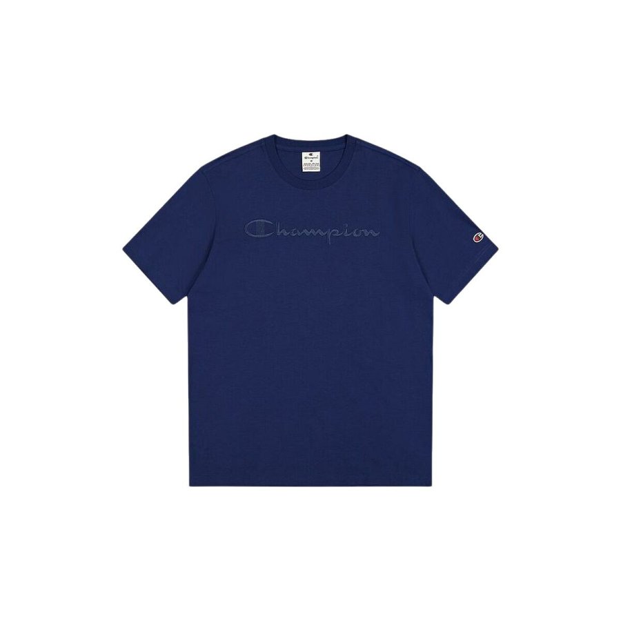 Kort�rmet T-shirt til M�nd Champion CHAMPION SS TEE 220273 Marinebl� #1