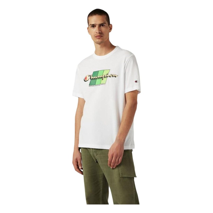 Kort�rmet T-shirt til M�nd Champion CHAMPION SS TEE 221219 Hvid #1